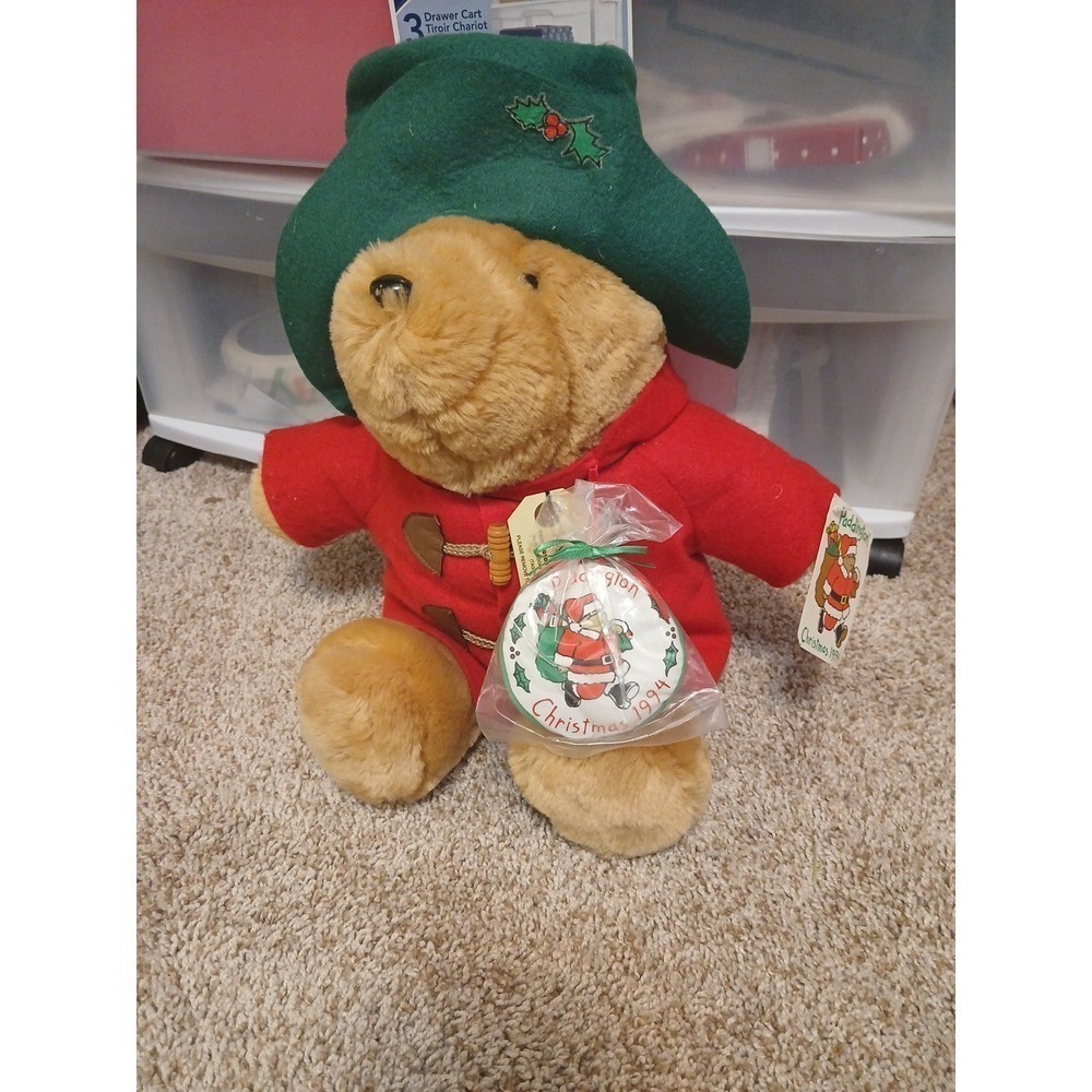 NWT Vintage Paddington Bear + Christmas Ornament | Sears | Size 16" | 1994